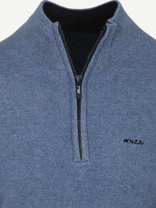 NZA halve rits trui christopher melange soft blue | Regular-fit