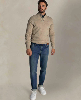 Pullover mocker conor melange warm beige
