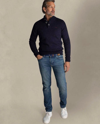 NZA pullover mocker conor melange icon donkerblauw | Regular-fit