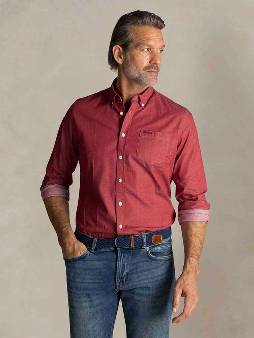 Shirt James twill melange rood