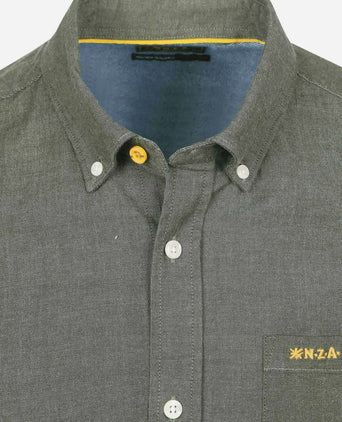 Shirt James twill melange olijfgroen