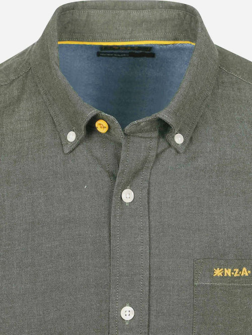 NZA shirt James twill melange olijfgroen | Regular-fit