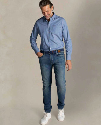 NZA shirt James twill melange blauw | Regular-fit