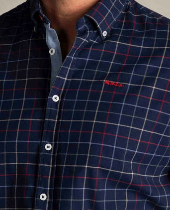 NZA shirt bruce waihi light flannel check icon donkerblauw | Regular-fit