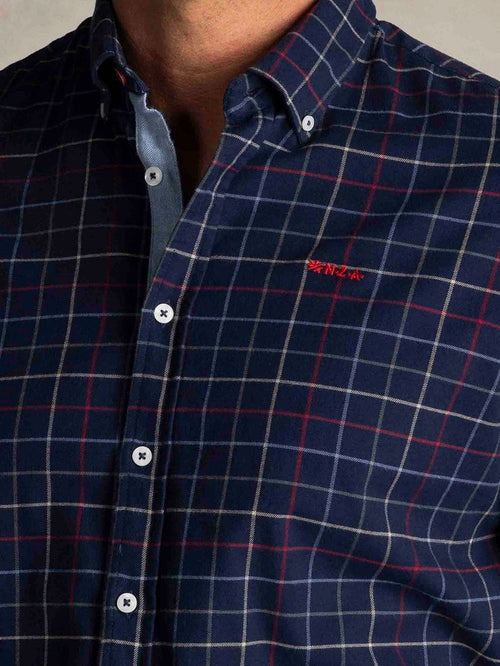 Shirt bruce waihi light flannel check icon donkerblauw