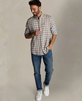 NZA shirt armando flanel ruit beige | Regular-fit