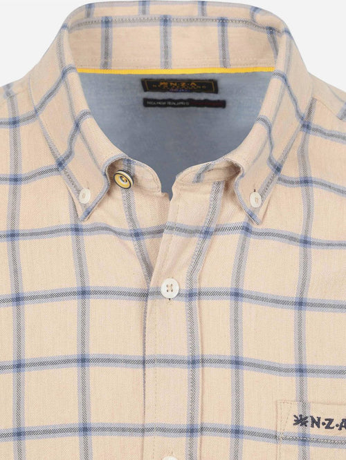NZA shirt armando flanel ruit beige | Regular-fit