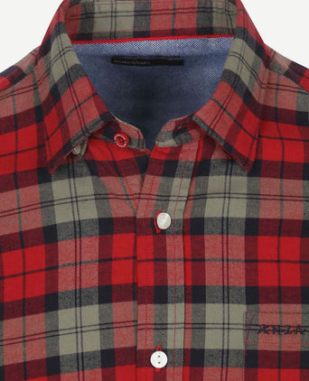 NZA shirt marcel flannel check cherry red | Regular-fit