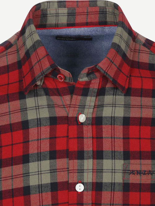 NZA shirt marcel flannel check cherry red | Regular-fit