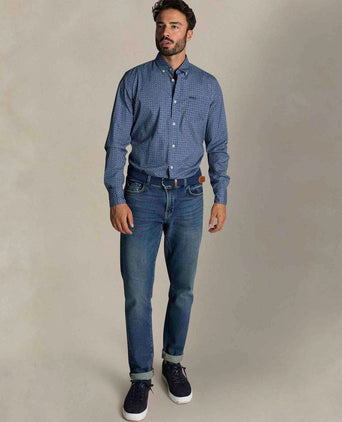 Shirt kylan poplin print blauw