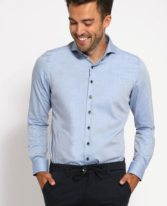 Twill overhemd lichtblauw