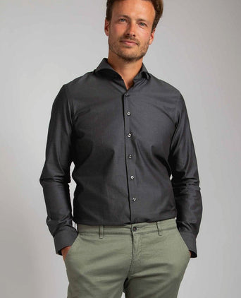 Twill overhemd antraciet