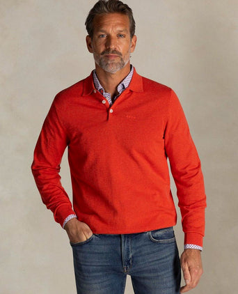 Longsleeve knitted polo rood