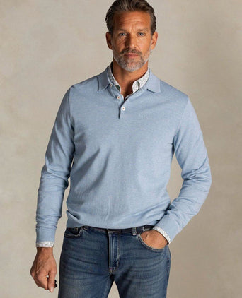 Longsleeve knitted polo lichtblauw