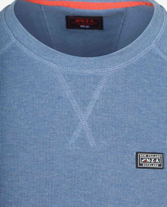 Sweater french rib huntly blauw