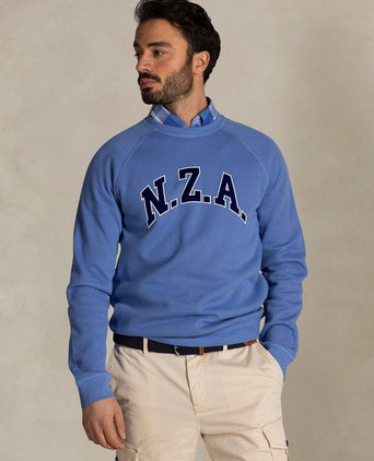 Sweater french rib logo blauw