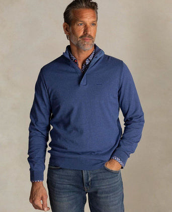 halve rits trui akar melange spring blue