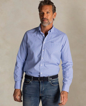 Shirt tuki jacquard print blauw