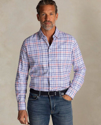 Shirt picton linnen blend ruit multicolour