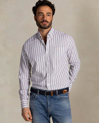 Shirt picton linnen blend streep groen