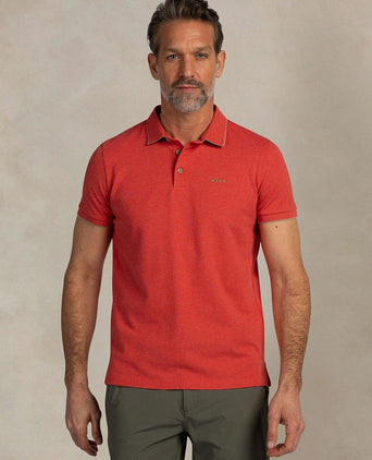 Polo henley piqué rood
