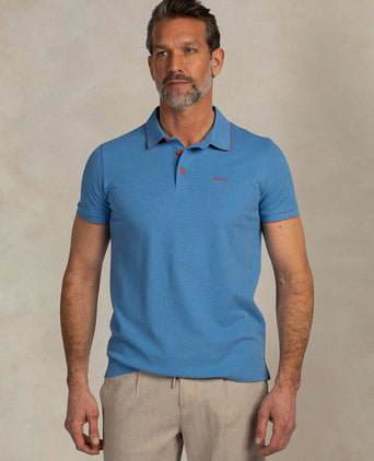 Polo henley piqué sailing blauw