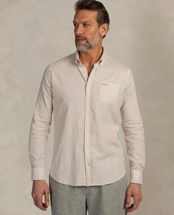 Shirt linnen blend beige