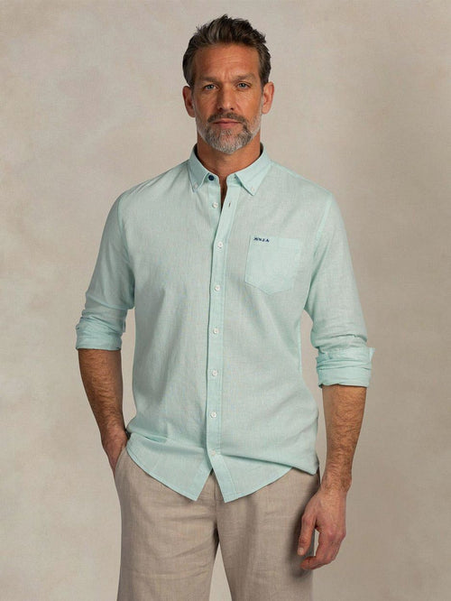 Shirt linnen blend aqua