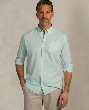 Shirt linnen blend aqua