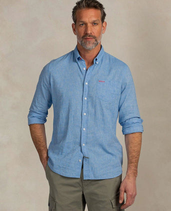 Shirt linnen blend sailing blauw