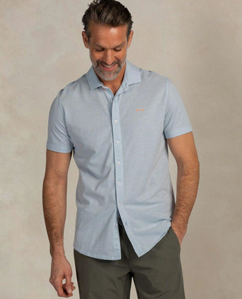 Overhemd short sleeve piqué sky blauw