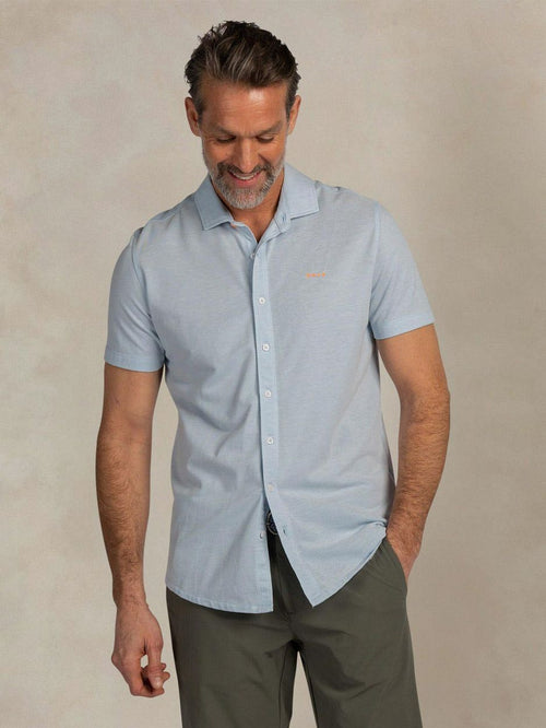 Overhemd short sleeve piqué sky blauw