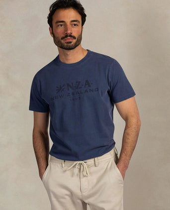 T-shirt faded logo donkerblauw