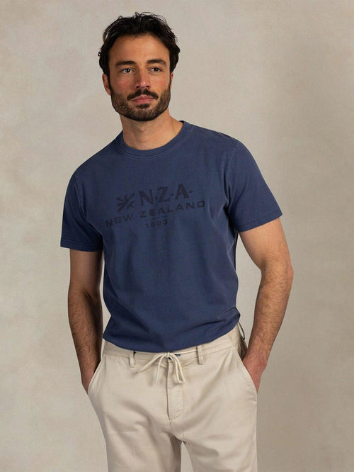 T-shirt faded logo donkerblauw