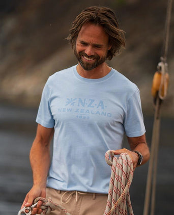T-shirt faded logo sky blue