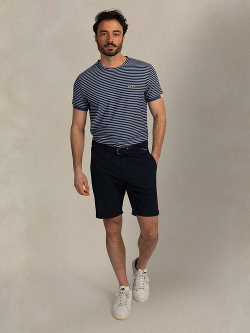 T-shirt jersey stripe donkerblauw sky