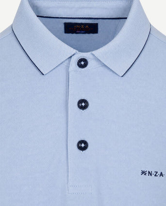 Longsleeve polo hamton piqué blauw