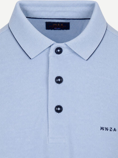 Longsleeve polo hamton piqué blauw