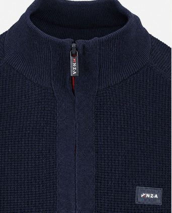 halve rits slub knit Oxford donkerblauw