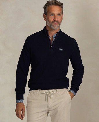 halve rits slub knit Oxford donkerblauw