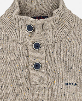 Pullover mocker eltham knit melange tan sand