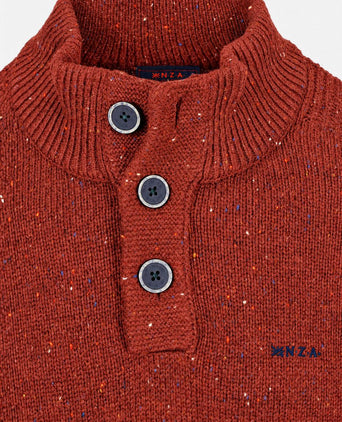 Pullover mocker eltham knit melange rusty orange