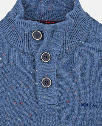 Pullover mocker eltham knit melange capri blue
