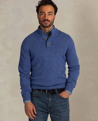 Pullover mocker eltham knit melange capri blue