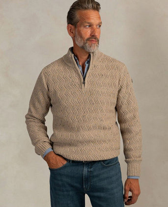 halve rits swirl kymara naps knit melange beige