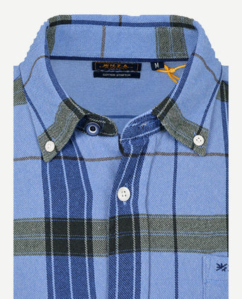 Overhemd bd waihi flannel check ink blue