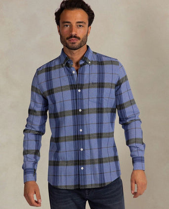 Overhemd bd waihi flannel check ink blue