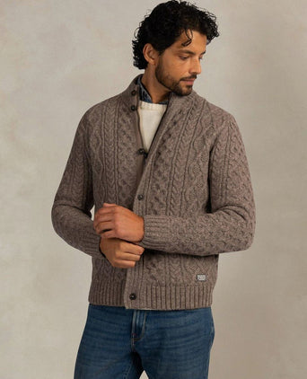 Pullover cable wool taupe