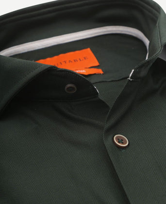 Suitable herringbone overhemd donkergroen