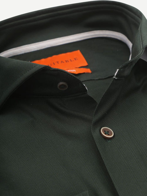 Suitable herringbone overhemd donkergroen